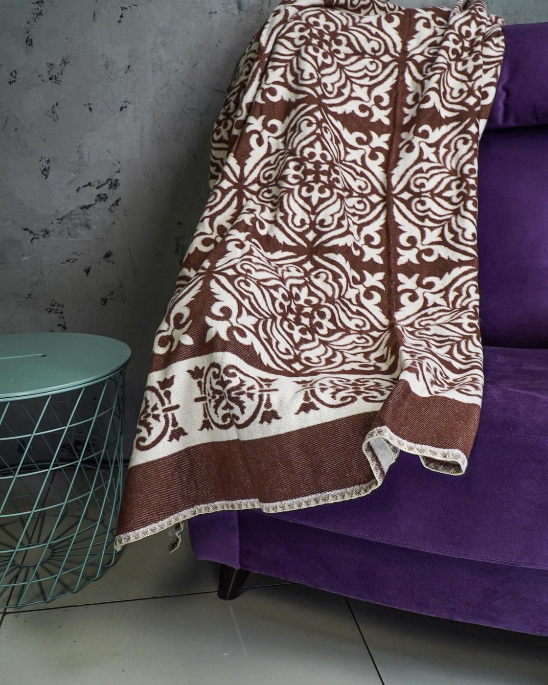 фото Одеяло байковое 170х205, хлопок 100%, коричневый орнамент mr. pled