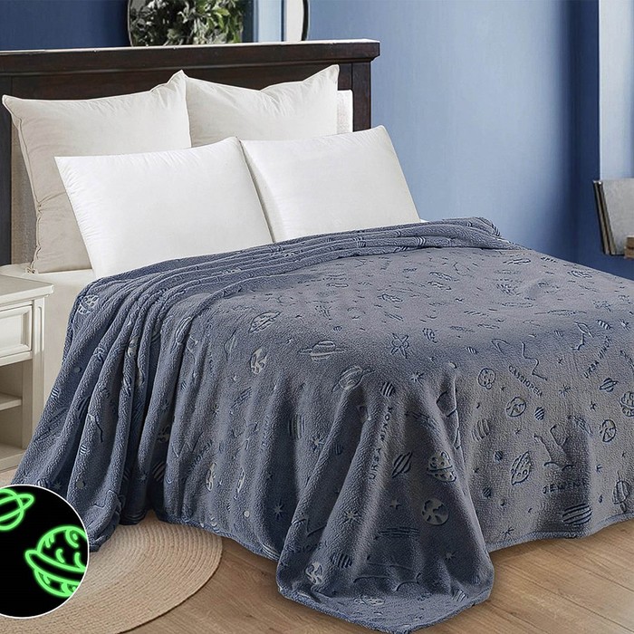 

Плед светящийся 150х200 см «Планета», велсофт 260г/м