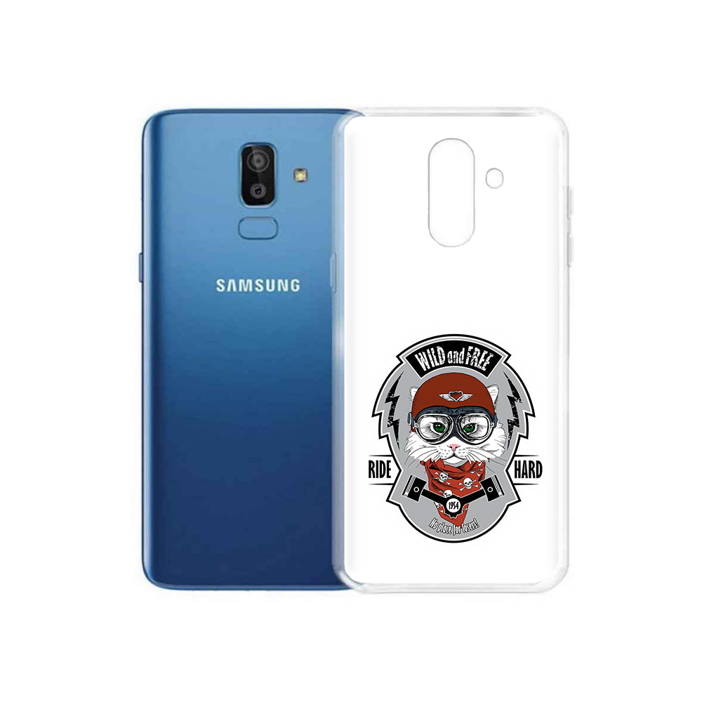 

Чехол MyPads Tocco для Samsung Galaxy J8 кошка в шлеме (PT226929.592.404), Прозрачный, Tocco