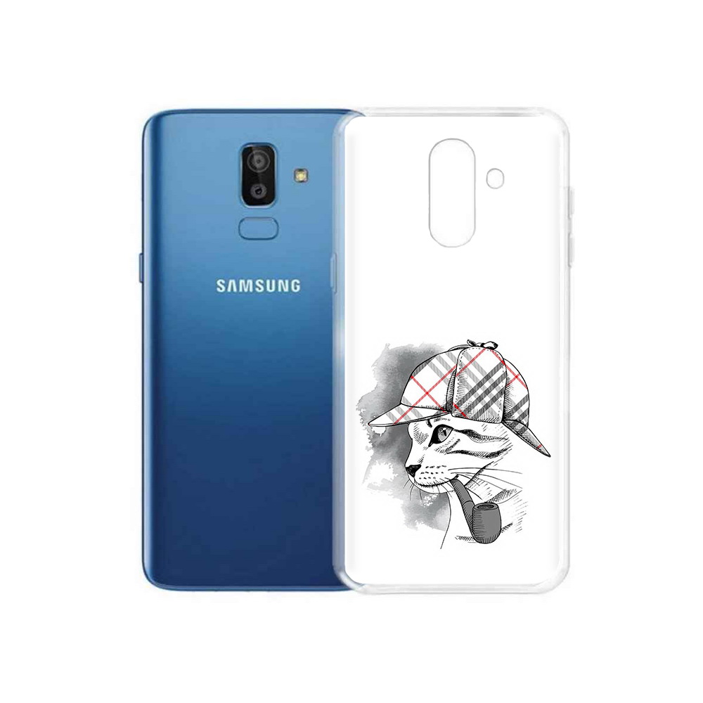 

Чехол MyPads Tocco для Samsung Galaxy J8 кошка с трубкой (PT226929.592.405), Прозрачный, Tocco