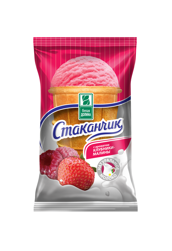 

Мороженое молочное Белая долина со вкусом клубники и малины 70 гр