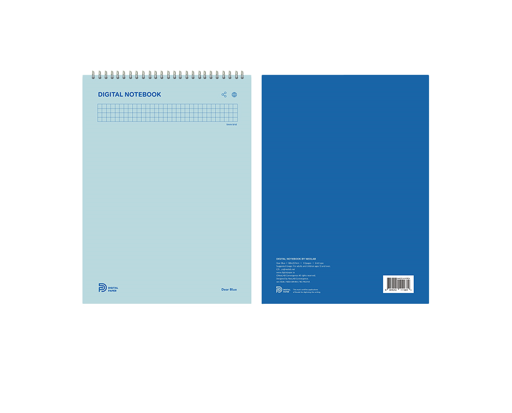 Тетрадь на вертикальной пружине Neolab DIGITAL NOTEBOOK (Синий, клетка, 188*257мм)