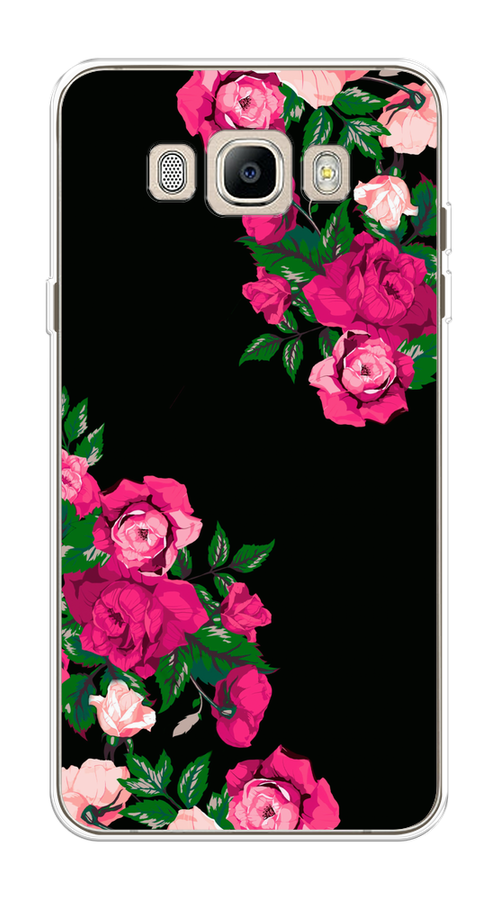 

Чехол на Samsung Galaxy J5 2016 "Розы фуксия", Черный;розовый;зеленый, 22750-1