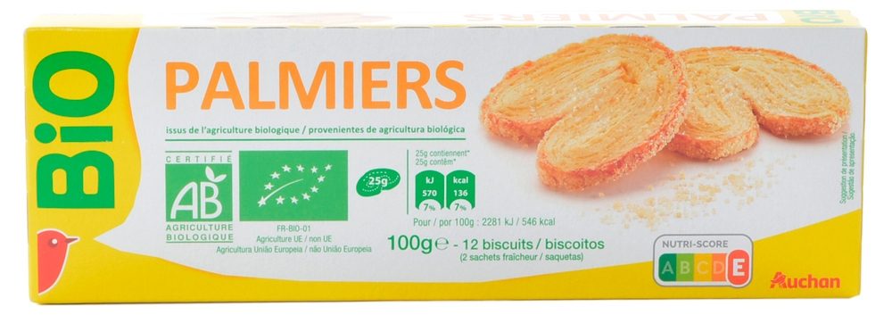 

Печенье АШАН Красная птица Bio Palmiers слоеное 100 г
