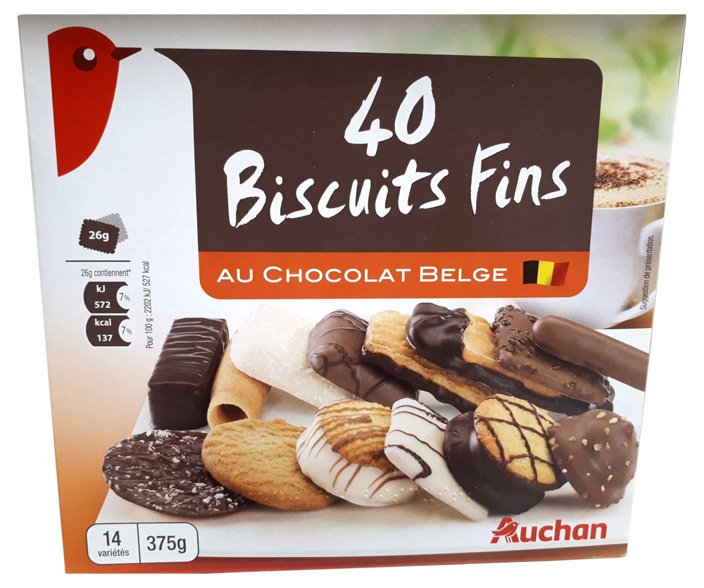 фото Печенье auchan au chocolat belge бисквитное 375 г ашан