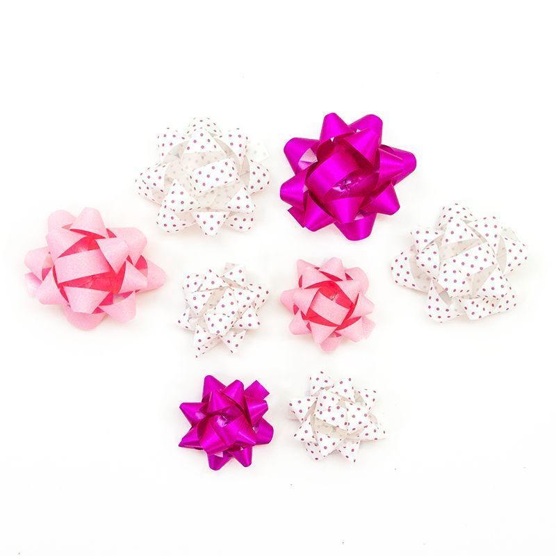 Бант звезда Дон Баллон, розовый микс, 5 см, 8 шт.
