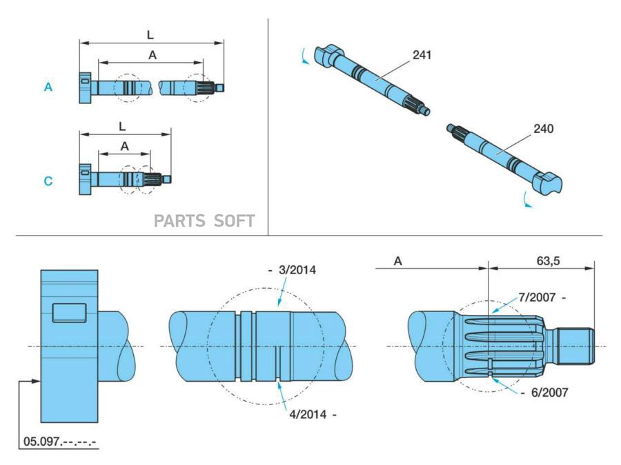 

BPW 0509705304 05.097.05.30.4_торм.вал !правый (Z) L=734 (731-733/615.5) \BPW SN42../3620