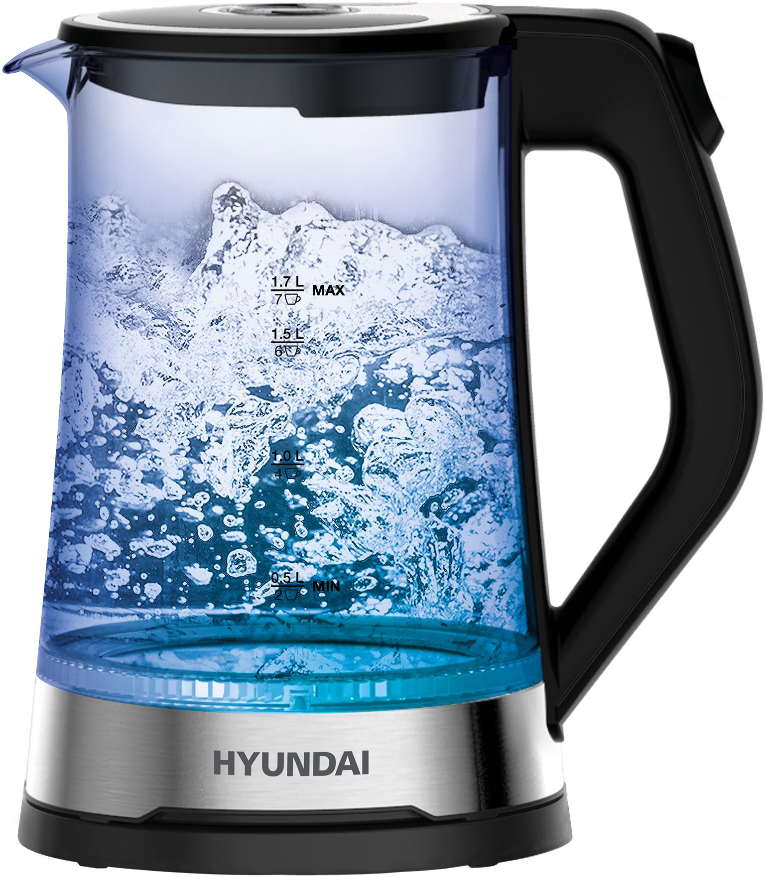 

Чайник электрический HYUNDAI HYK-G3401 1.7 л черный, HYK-G3401