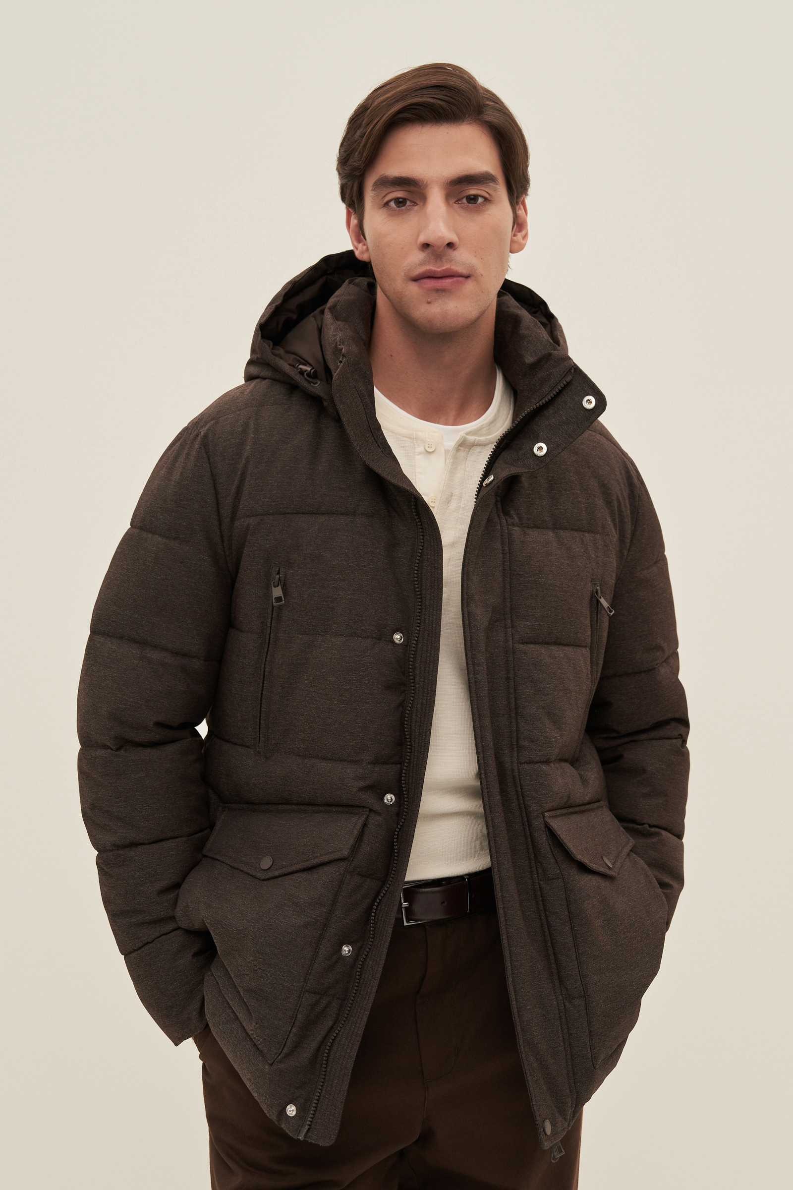 

Куртка мужская Finn Flare FAD21047 коричневая 2XL, Коричневый, FAD21047