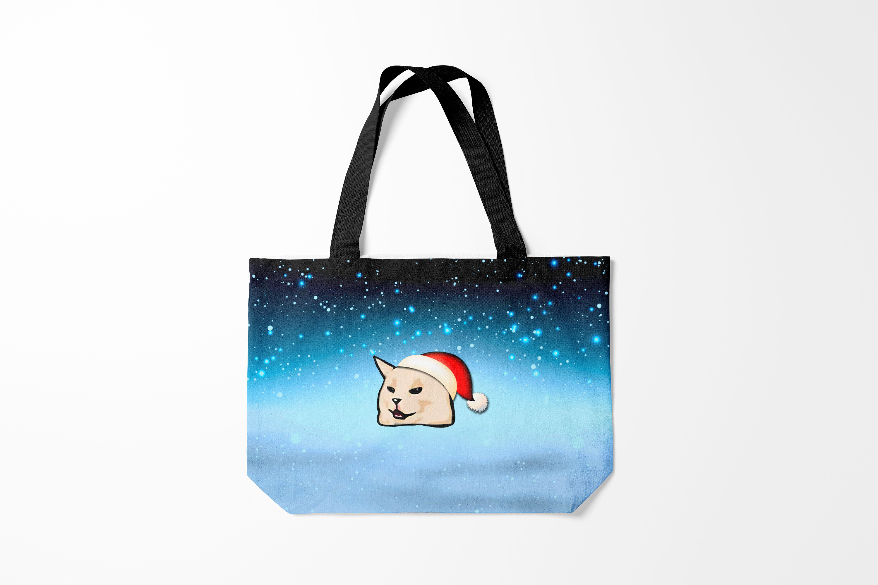 

Сумка шoппер унисекс Burnettie Кот мем woman yelling at cat, голубой, Кот мем woman yelling at cat