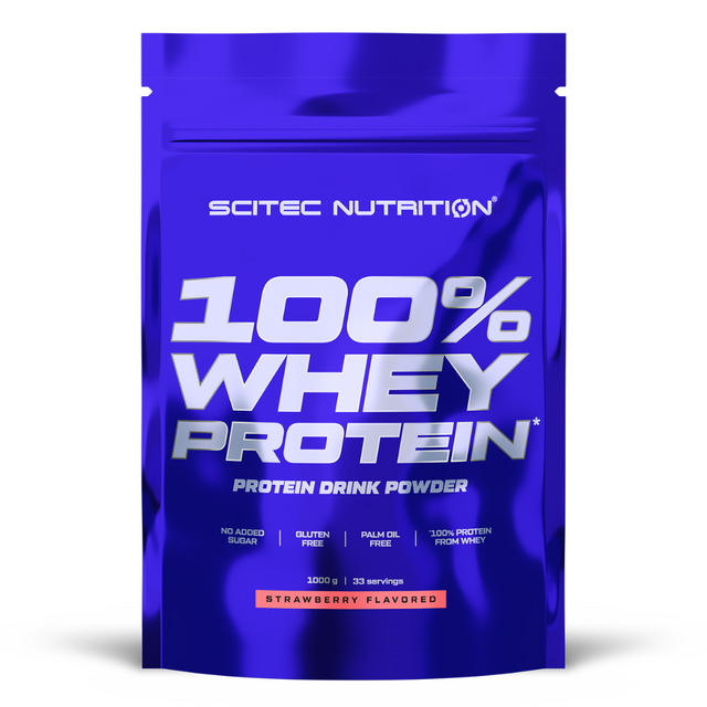 фото Scitec nutrition 100% whey protein 1000 г, клубника