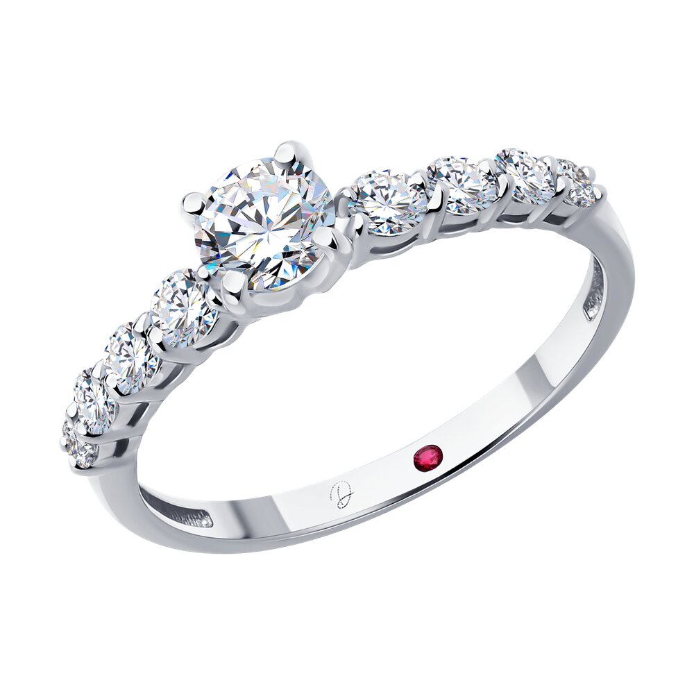 

Кольцо из золота р.  Diamant 52-210-02766-1, бриллиант искусственный\рубин, 52-210-02766-1