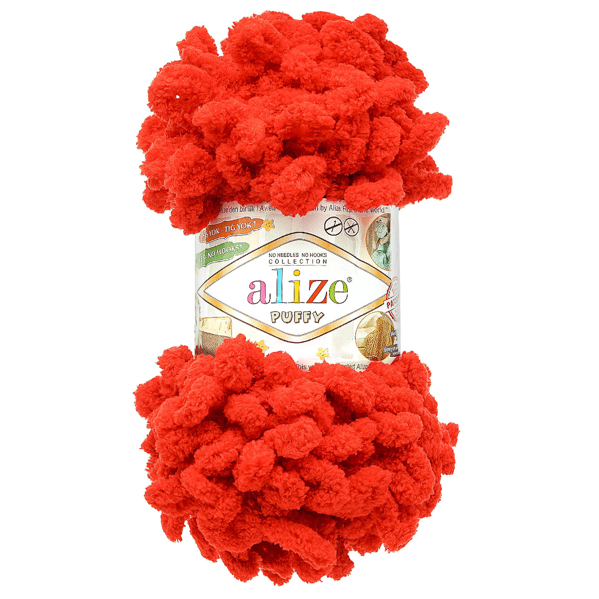 

Пряжа с готовыми петлями ALIZE Puffy 100г 9м 106 алый 5 мотков, Красный