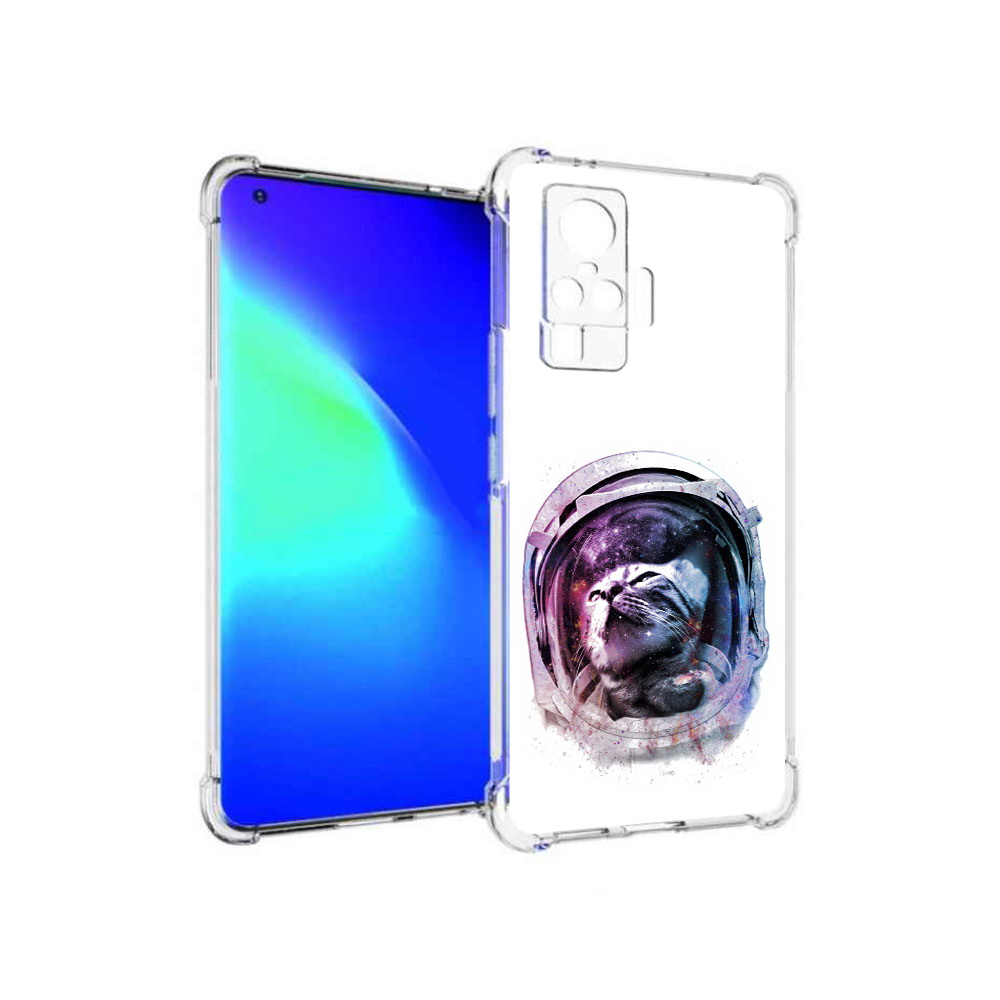 

Чехол MyPads Tocco для Vivo X50 Pro кот в шлеме (PT151209.405.396), Прозрачный, Tocco