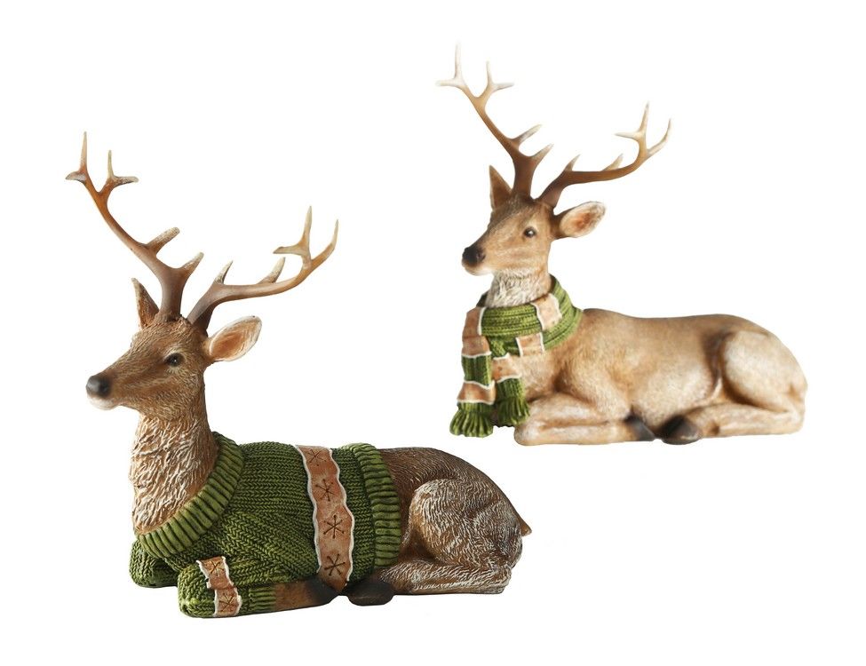 фото Статуэтка олень троно лежащий, полистоун, 17 см, разные модели, boltze