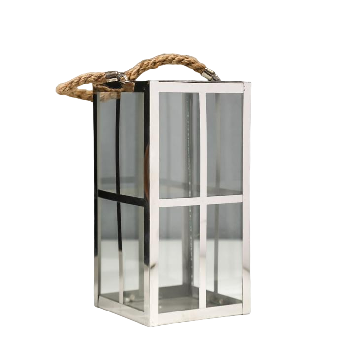 

Подсвечник металл, стекло на 1 свечу фонарик "Окна" серебро 22х11х11 см