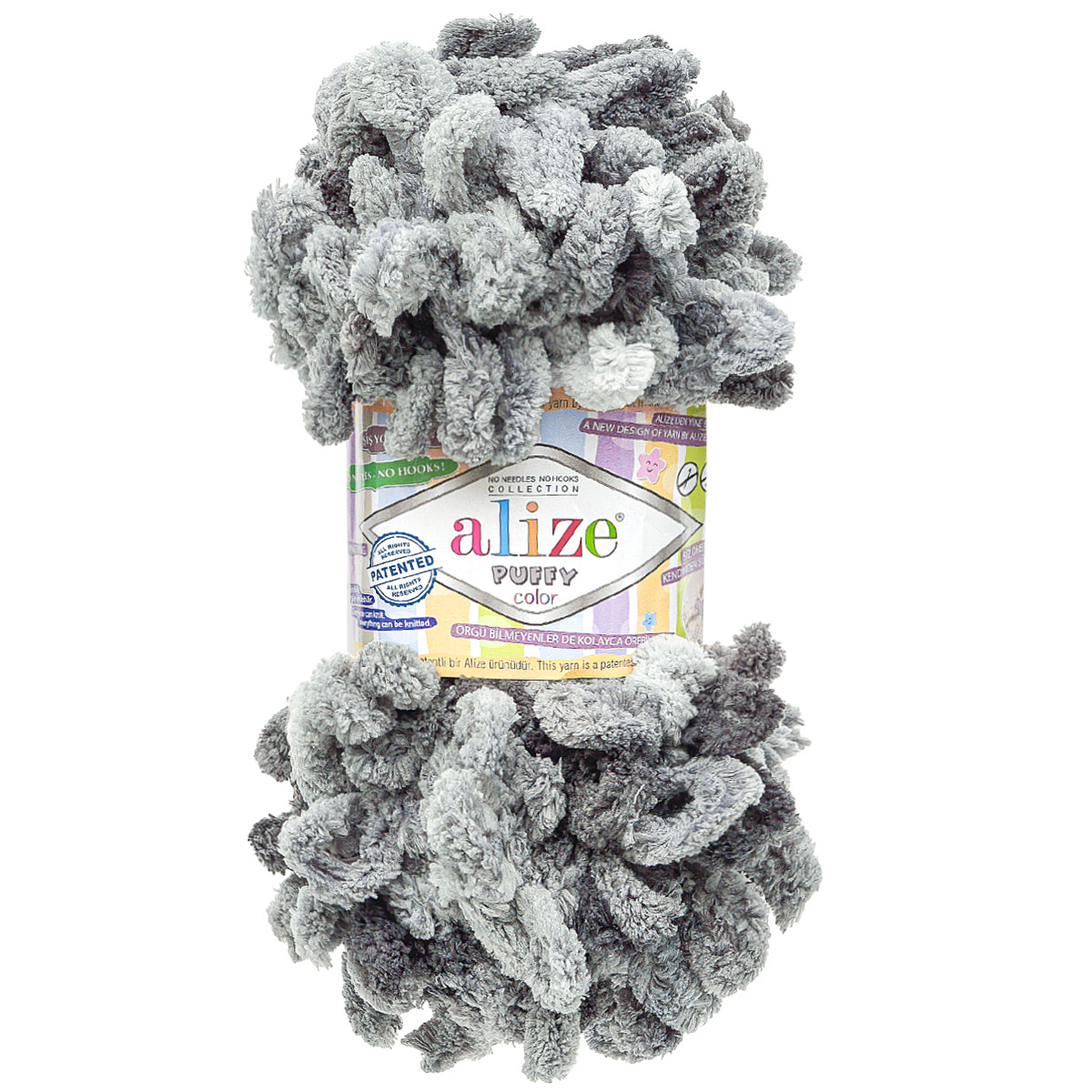 

Пряжа с готовыми петлями Alize Puffy Color 100г 9м 6532 секционный 5 шт, Разноцветный
