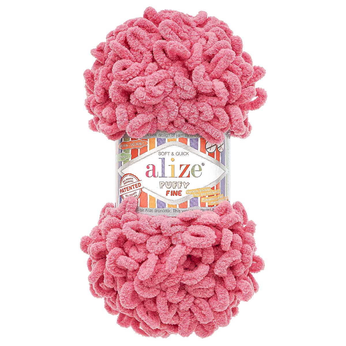 

Пряжа с готовыми петлями Alize Puffy Fine 100г 14,5м 178 розовая орхидея 5 шт, Розовый