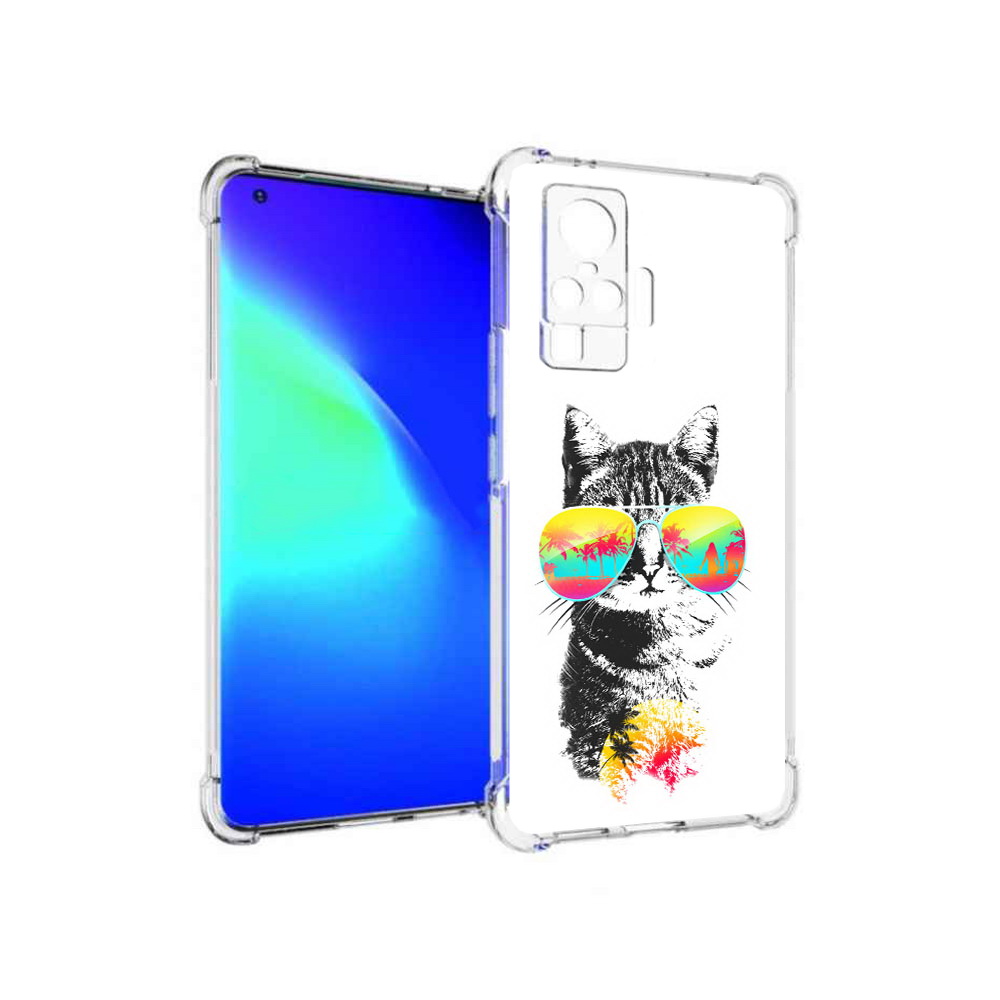 

Чехол MyPads Tocco для Vivo X50 Pro крутой кот (PT151209.405.425), Прозрачный, Tocco