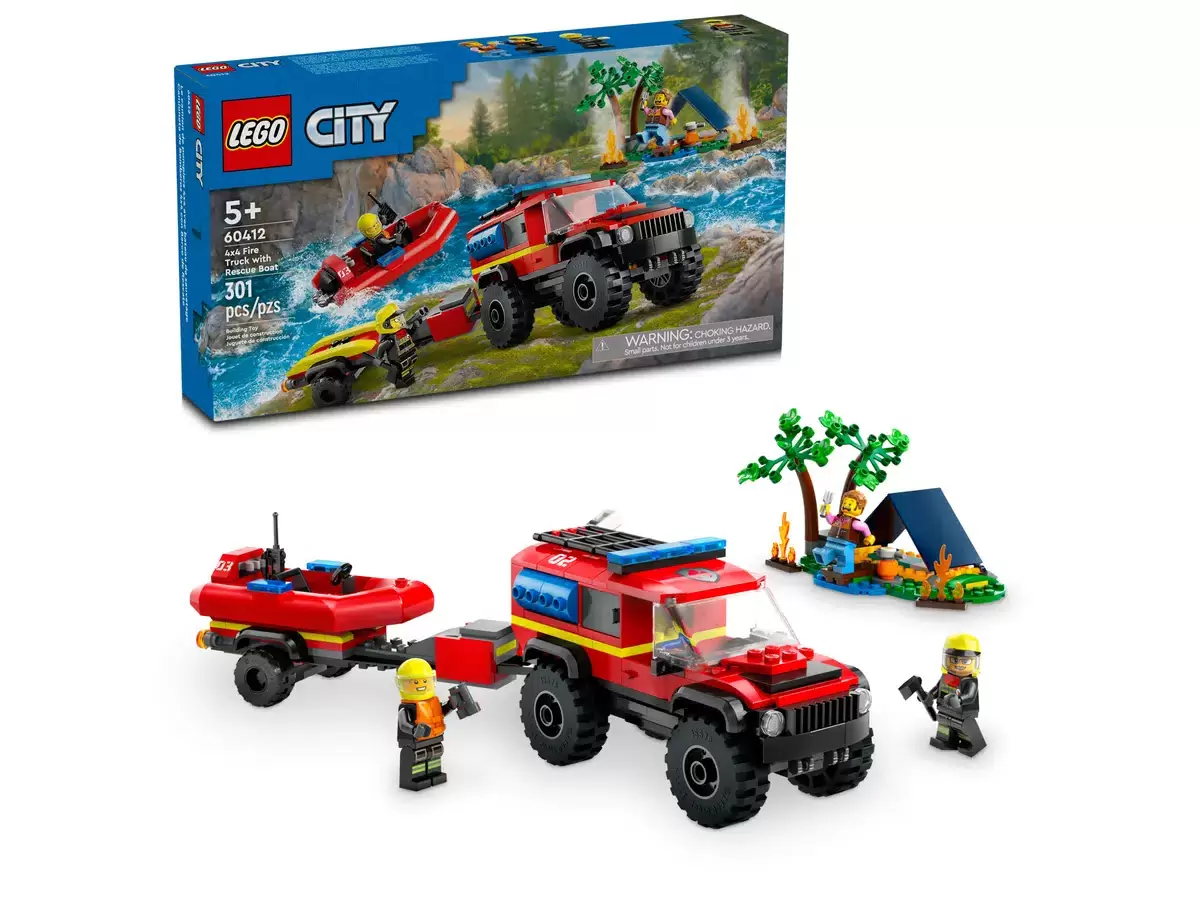 Конструктор Lego City Пожарная машина со спасательным катером, 60412