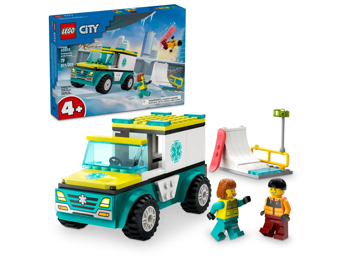 Конструктор Lego City Скорая помощь и сноубордист, 60403