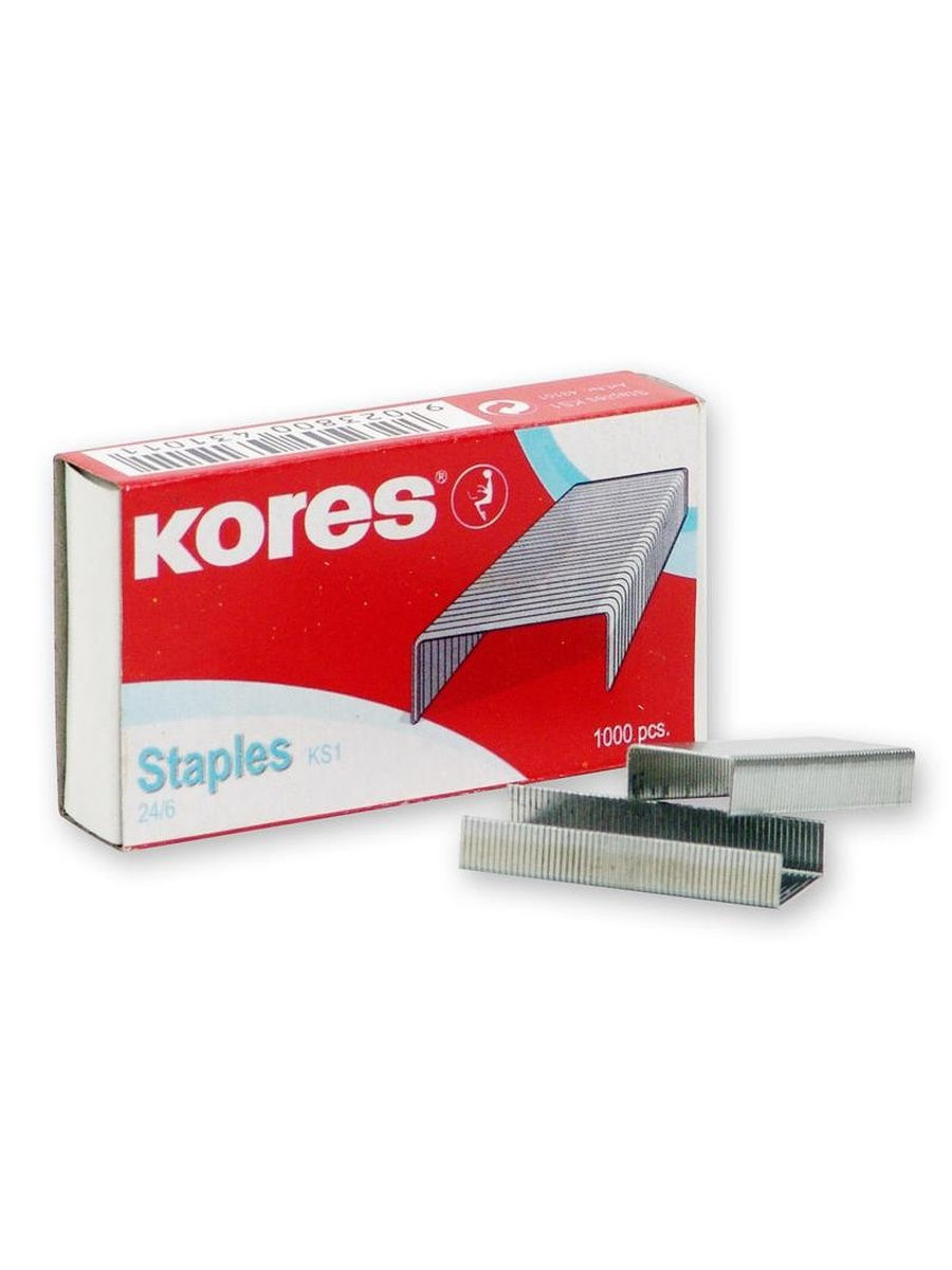 Скобы для степлера N24/6 KORES никелированные (2-30 лист.) 1000 шт в уп