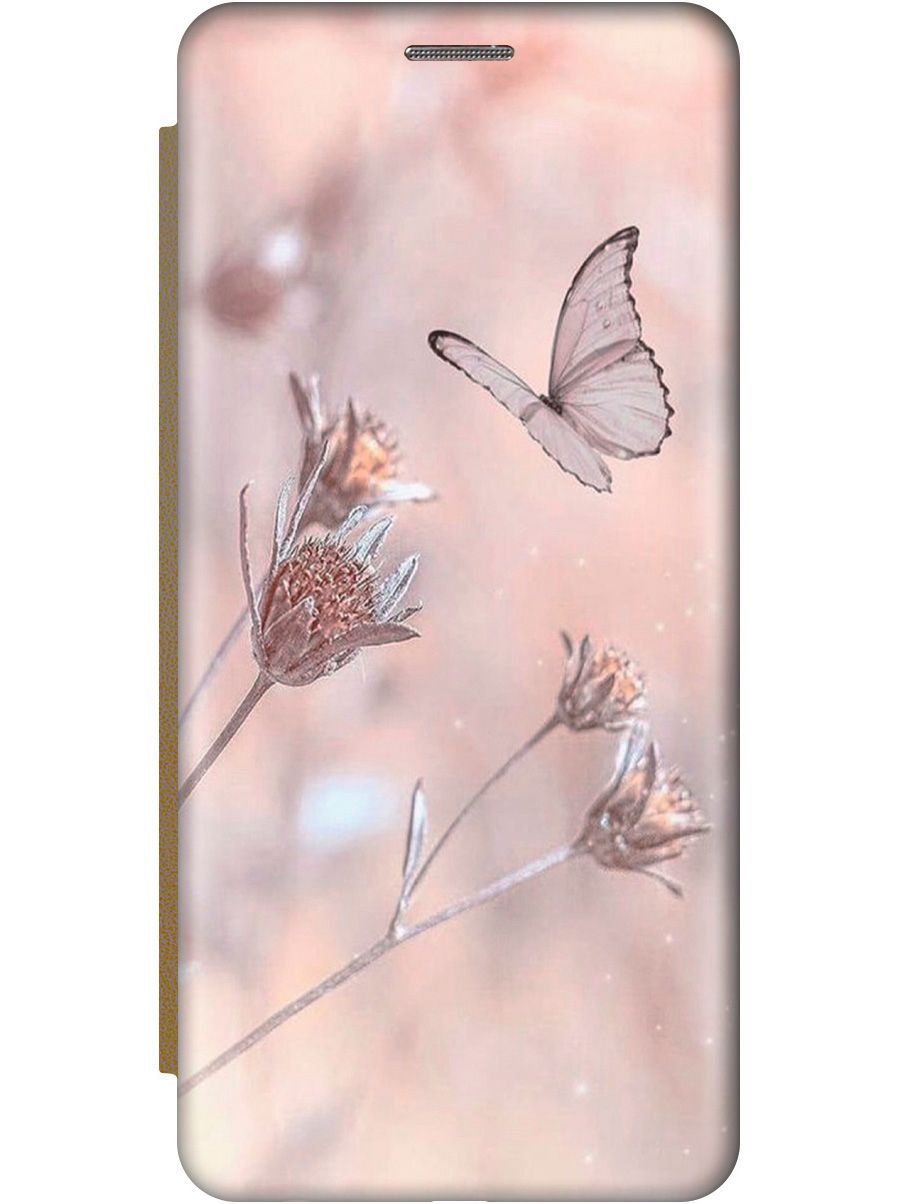 

Чехол-книжка на Samsung Galaxy S21 FE 5G "Бабочка" золотистый, Белый;розовый, 9927