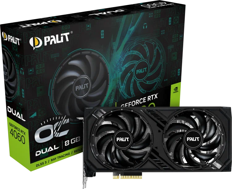 

Видеокарта Palit NVIDIA RTX 4060 Dual OC (80), Черный, RTX 4060 Dual OC