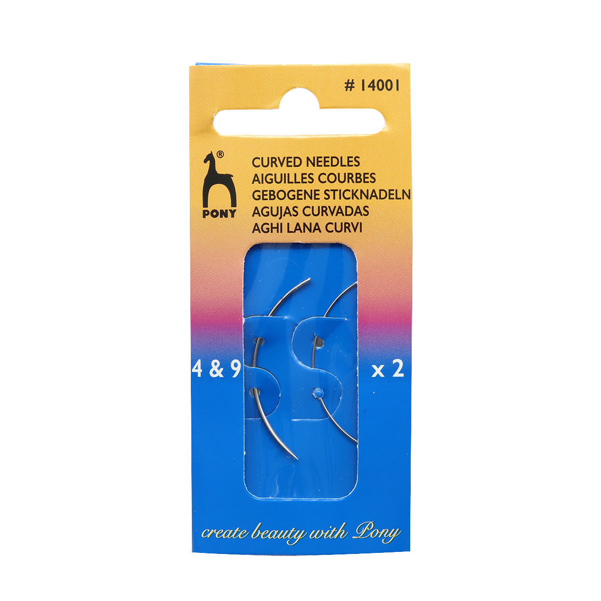 

Иглы для бисера № 4, 9, изогнутые, ручные, PONY Curved Needles, 14001, 2 шт