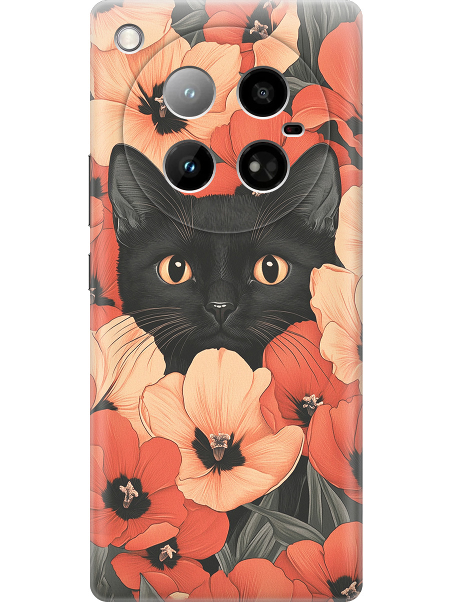 

Силиконовый чехол на Infinix Zero 40 4G с принтом "Котик в маках", Прозрачный;красный;черный, 786722312