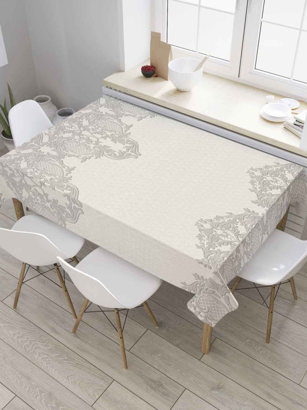 

Скатерть прямоугольная JoyArty "Роскошь узора" из сатена, 180x145 см, Серый, Роскошь узора