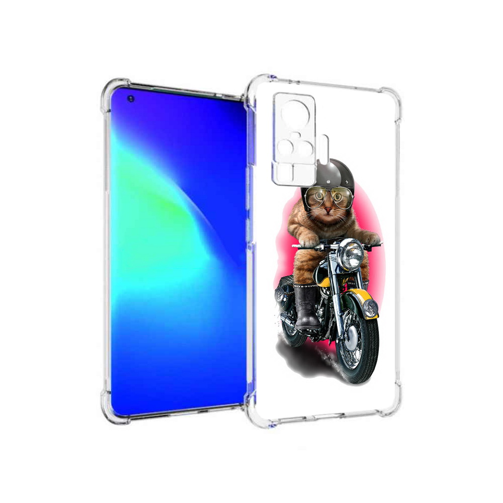 

Чехол MyPads Tocco для Vivo X50 Pro мото-кот (PT151209.405.485), Прозрачный, Tocco