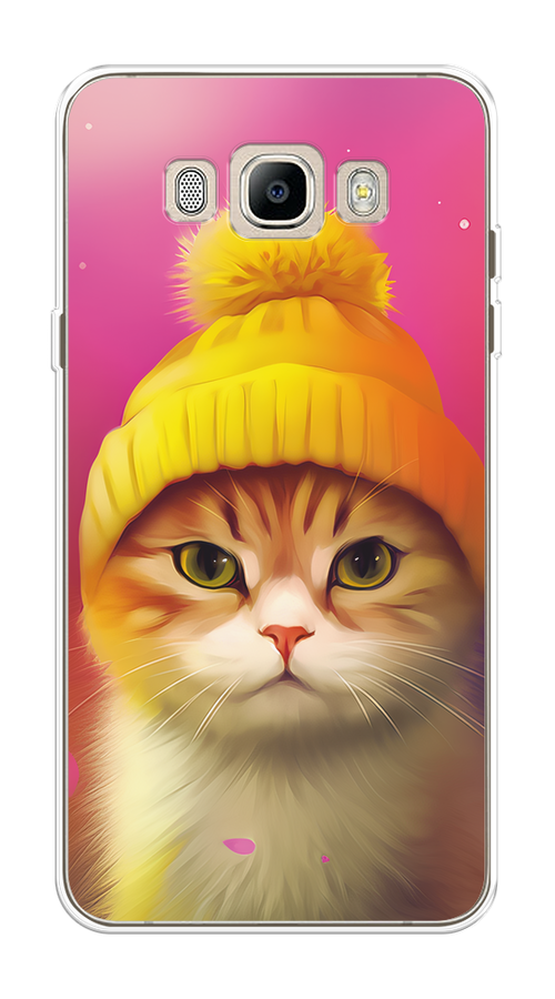 

Чехол на Samsung Galaxy J5 2016 "Котик в шапочке", Розовый;желтый;бежевый, 22750-1