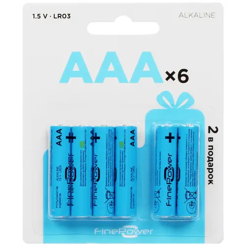 

Батарейка FinePower LR03 AAA (LR03) 6шт, FinePower