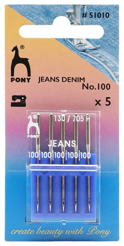 51010 Иглы машинные для джинсовой ткани № 100, 5 шт Pony 51010 иглы машинные для джинсовой ткани 100 5 шт pony