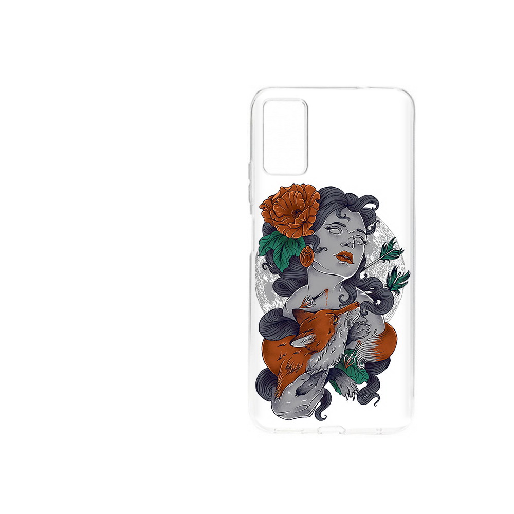 

Чехол MyPads Tocco для ZTE Blade A71 (2021) темная девушка с лисой (PT226945.474.639), Прозрачный, Tocco