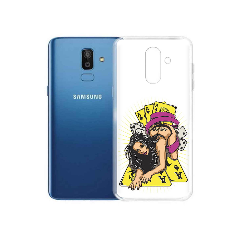 

Чехол MyPads Tocco для Samsung Galaxy J8 нарисованная девушка с игровыми картами, Прозрачный, Tocco