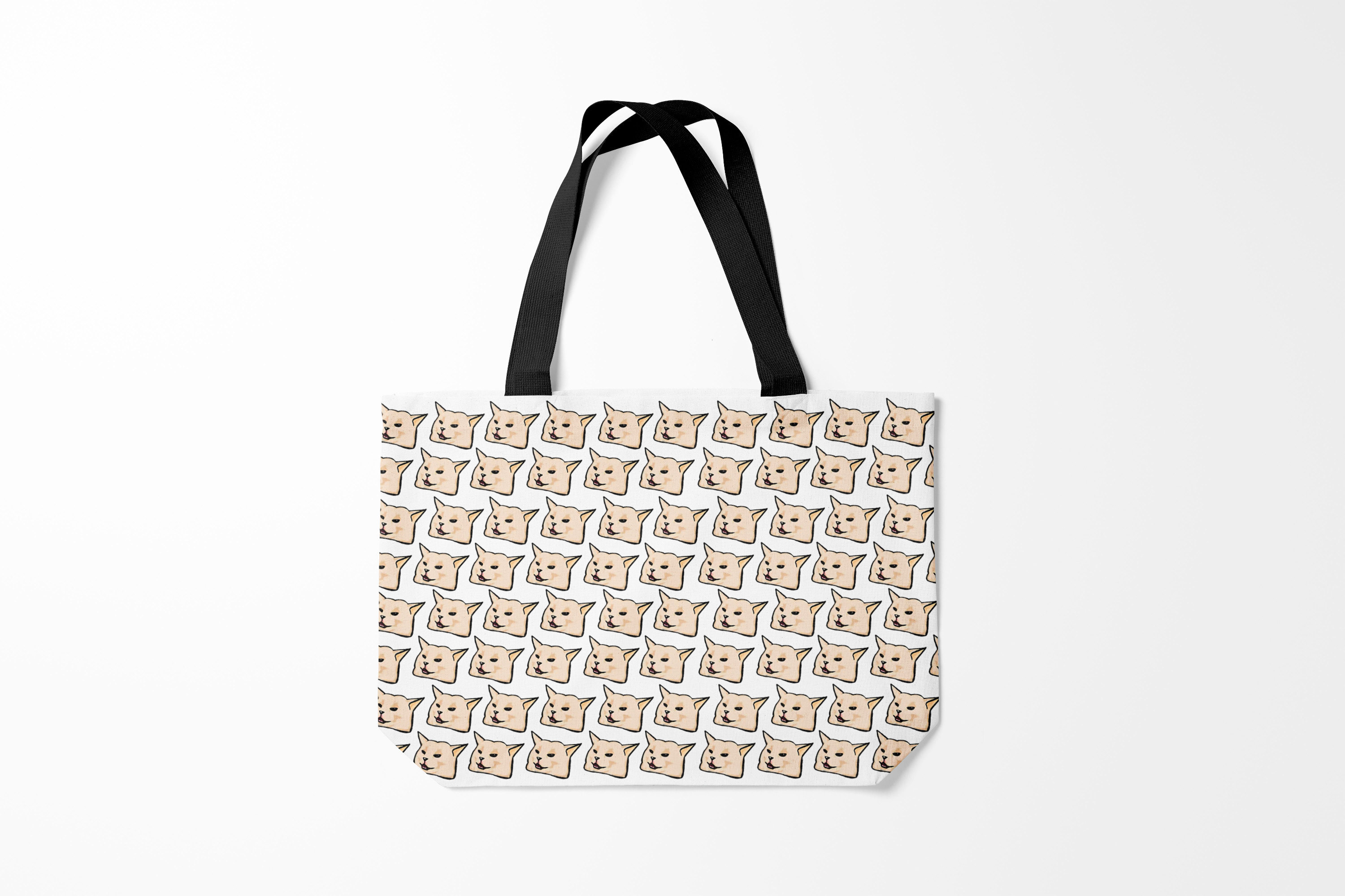 

Сумка шoппер унисекс Burnettie Кот мем woman yelling at cat, белый, Кот мем woman yelling at cat