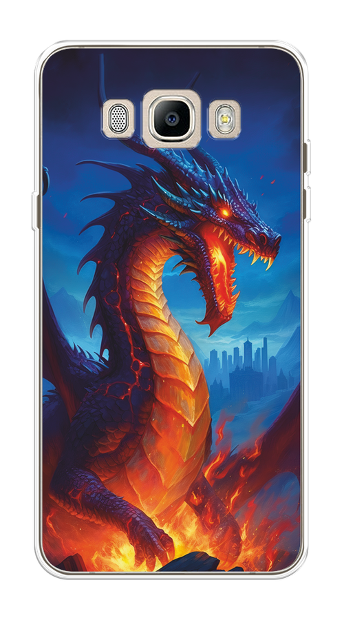 

Чехол на Samsung Galaxy J5 2016 "Дракон над лавой", Оранжевый;коричневый;синий, 22750-1