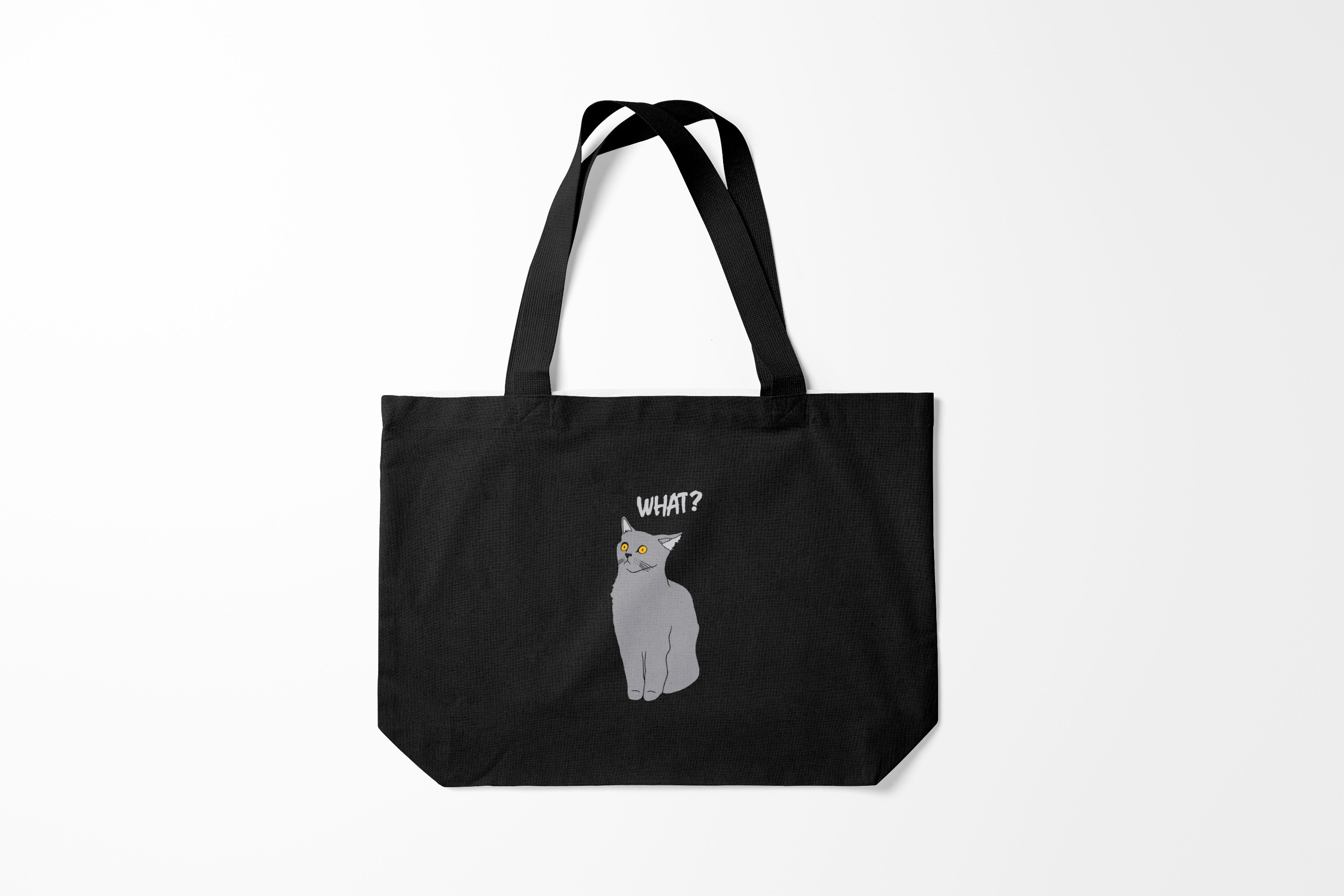 

Сумка шoппер унисекс Burnettie Кот мем What cat, черный, Кот мем What cat