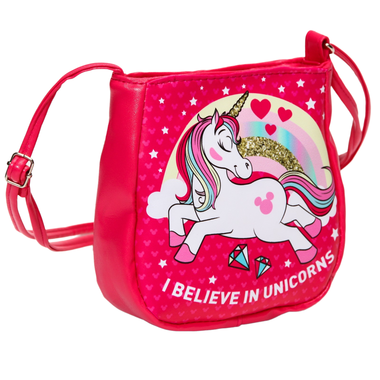 

Сумочка детская "I belive in unicorns" на кнопочке, фуксия, Красный