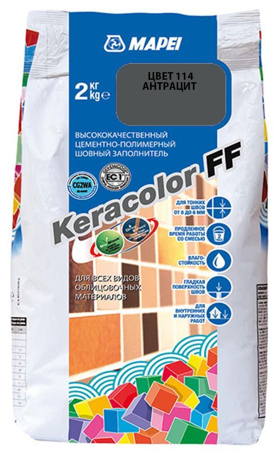 MAPEI Keracolor FF цементно-полимерный шовный заполнитель №114 антрацит (2кг)