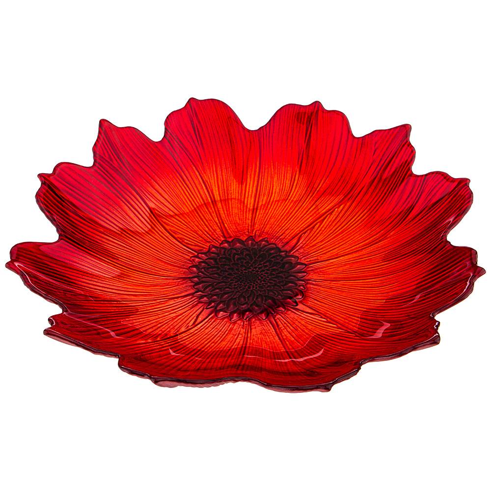 

Блюдо Akcam Мак 30cm стекло 339-185_, Красный