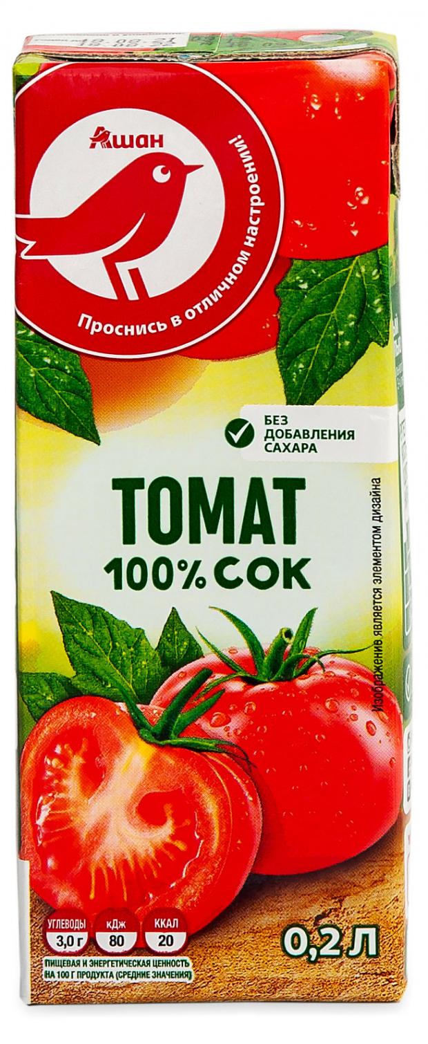 Сок томатный АШАН Красная птица с солью 200 мл 33₽