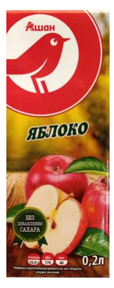 Сок АШАН Красная птица яблочный 0,2 л