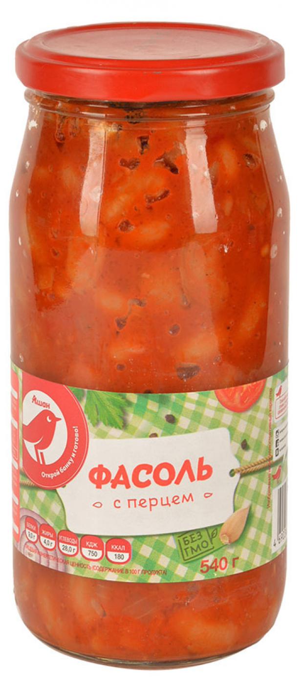 Фасоль пикантная с перцем АШАН Красная птица 540 г 140₽