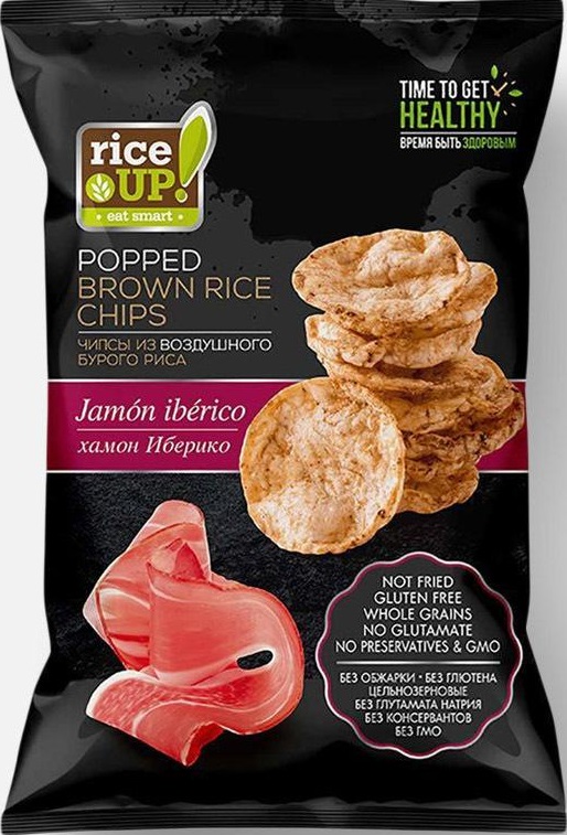 

Чипсы из бурого риса Rice Up! цельнозерновые, со вкусом хамона иберико, 60 г