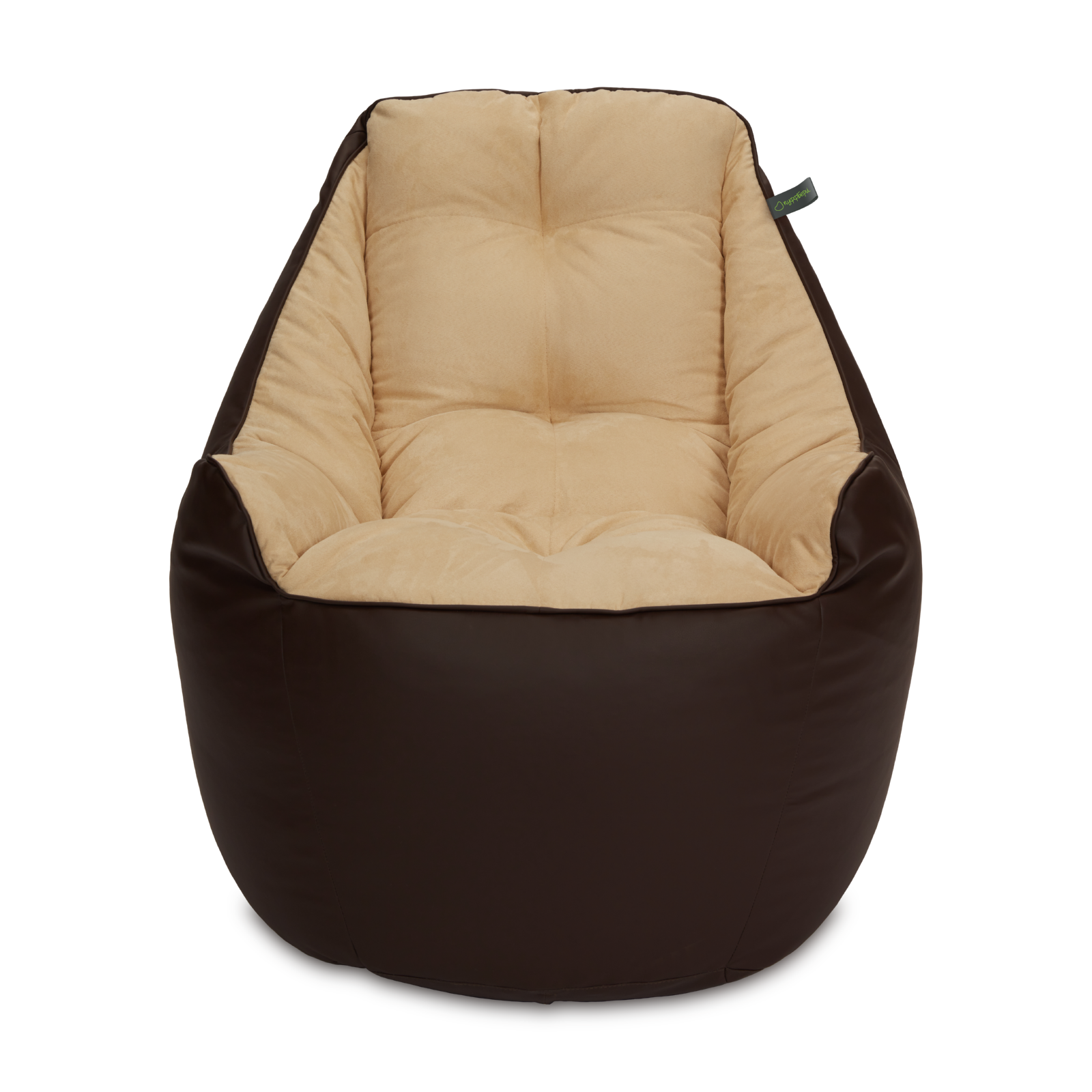 фото Бескаркасное кресло «босс», эко-кожа и замша, коричневый и бежевый пуффбери