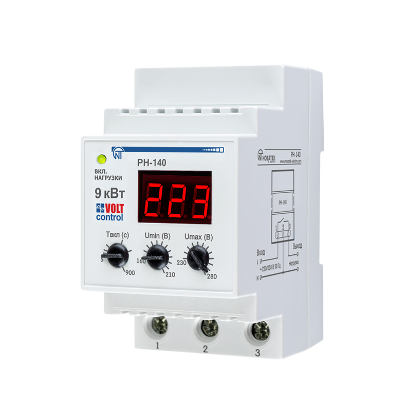 Реле напряжения РН-140 Volt Control Новатек-Электро, 40 А, 9000 Вт