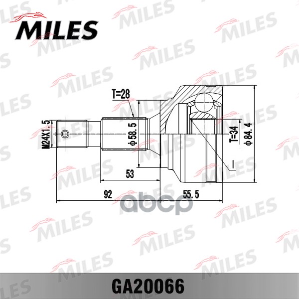 

Шрус Citroen C8/Peugeot 407/807 1.6-2.2 02- Нар. Miles арт. ga20066